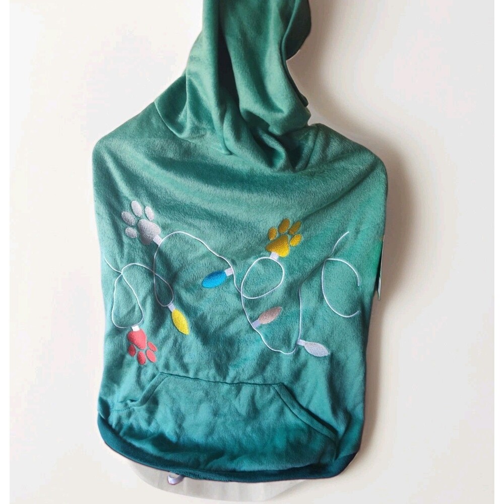 Merry & Bright Hoilday Pet Apparel Large Dog Christmas Lights Hoodie Shirt New